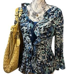 Y2K Laura Scott Petite Medium Abstract Flowy Blouse